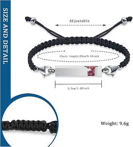 Pulsera de ceniza de cubo de cristal de piedra natal con cuerda tejida ajustable, joyería conmemorativa de cremación, recuerdo funerario de amante - Product Image 2