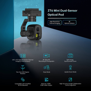 3 Axis ZT6 Mini Dual Sensor Optical Pod 640*512 Thermal Imaging <b>4K</b> AI Tracking Gimbal <b>Camera</b> For Security Search <b>Drone</b> - Product Image 6