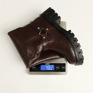 Wholesale Women Low Square <b>Heels</b> Long Knight Boots <b>Round</b> <b>Toe</b> Knee High Booties Metal Belt Buckles Ladies Thick Sole Shoes - Product Image 5