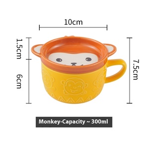 Cangkir keramik porselen kartun hewan lucu, cangkir timbul untuk sarapan Oatmeal atau kopi produk baru - Product Image 5
