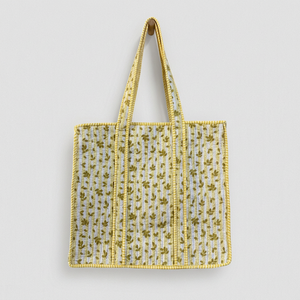 Sac fourre-tout en coton à motifs floraux bohèmes pour femme, sac de shopping toutes saisons à ouverture facile - Product Image 1