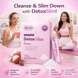 OKTW Detox Slim Poudre aromatisée à la litchi Favorise une digestion saine Détoxification Perte de poids Complément alimentaire 10g X10 sachets - Product Image 1