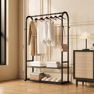 Cross-border metal storage <b>clothes</b> <b>rack</b>, indoor and home use, simple and multifunctional floor-standing <b>clothes</b> <b>rack</b>, clothing - Product Image 1