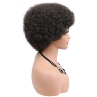 LEILONG Perruques afro crépus pour femmes 6 pouces 90g Cheveux afro bouclés doux et rebondissants avec franges Perruque afro bouclée courte à l'aspect naturel