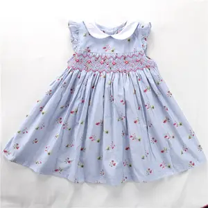 B041058 summer toddler baby dresses smocked girls flower dress kids clothing wholesale children's clothes