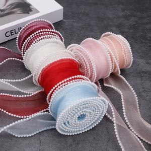 <span class=keywords><strong>Ruban</strong></span> en dentelle 4 cm 100 % nylon lavable à motif floral, nœud en queue de poisson perlé, fait main, pour décoration de gâteaux DIY, mariage et fête - Product Image 3