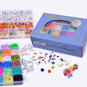 Kit de Cuentas de Arcilla para Hacer Joyería, Cuentas de Arcilla Polimérica Planas y Redondas, Diseño Propio, Cuentas de Arcilla Multicolores para Niños - Product Image 1