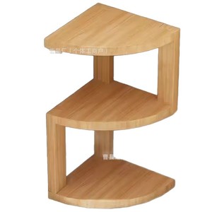 Wooden Corner <b>Shelf</b> 20x46cm 2 Tier Standing Type For Home Office <b>Bedroom</b> Storage Rack - Product Image 3