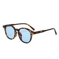 Lunettes de soleil 2026 rondes à petite monture, dégradées, avec logo personnalisé, rivets colorés léopard, pour hommes et femmes, plage et extérieur