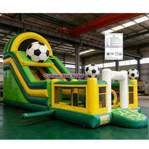 Çocuklar İçin Ticari Açık Hava Zıplama Şatosu Partisi, Futbol Temalı Şişme Oyun Parkı, Kaydıraklı Şişme Oyun Evi - Product Image 1