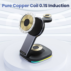 Artículos de regalo Premium Soporte de carga inalámbrica 3 en 1 rápido de 15W con Interruptor táctil Luz nocturna RGB dinámica para iPhone 16 Logotipo personalizado - Product Image 5