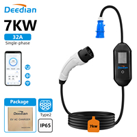 NOUVEAU CHARGEUR PORTABLE EV 3.5KW/7KW TYPE 2 GBT CEE PLUG 32A COURANT RÉGLABLE OCPP APP CONTROL IP55 CE TUV UKCA ÉCRAN AFFICHAGE