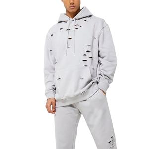 Men's High Quality Distressed 100% Cotton Fleece Casual <b>Hoodie</b> Comfortable Classical Fashion Wear Custom Logo Design Winter - Product Image 1