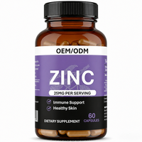 Capsules de Picolinate de Zinc OEM/ODM 25mg, 60 unités, pour le soutien immunitaire, la santé de la peau, l'énergie et le bien-être quotidien