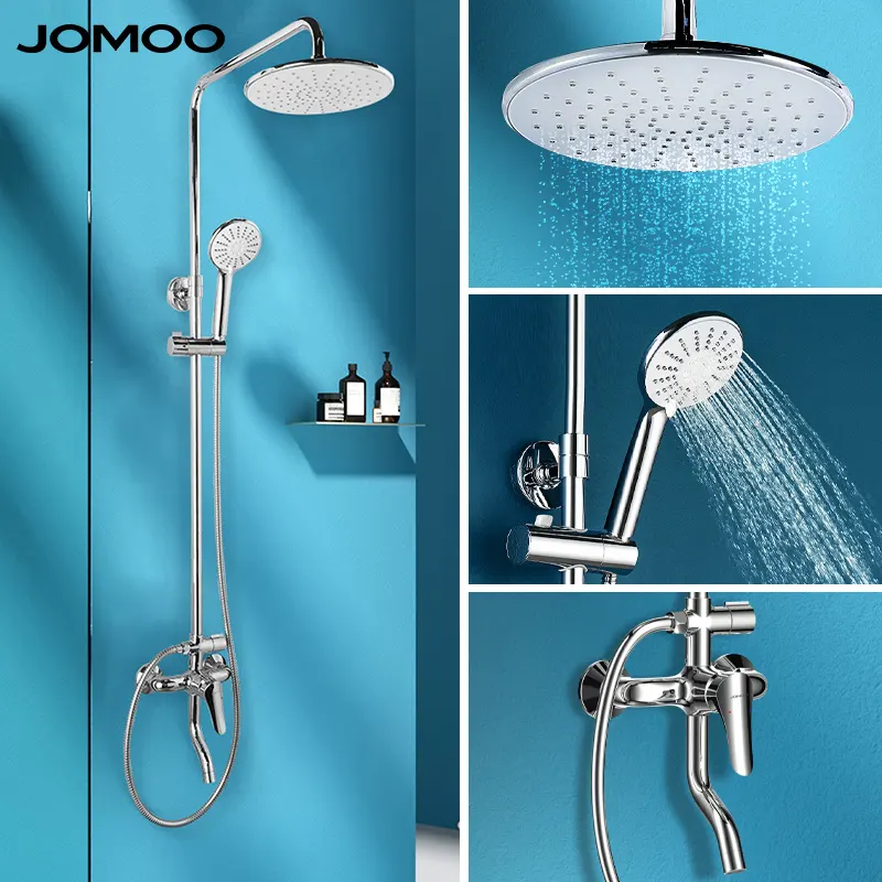 Jomoo Drie Functie Chromen Hogedruk Douche Mengkraan Combinatie Regendouche Set Moderne Ronde Badkamer Douchesysteem Set