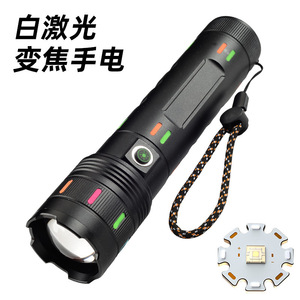 New Laser <b>Led</b> <b>Flashlight</b> 12W Rechargeable Type C Zoomable Outdoor White Light Aluminum Alloy - Product Image 3