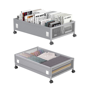 Gray Rolling Under Bed Shoe Storage Bins Drawers Under Bed Storage Containers with Wheels