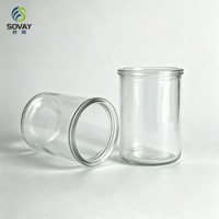 Pot en verre transparent cylindrique de 250 ml, récipient à bord plat pour la fabrication de bougies, le miel, les épices et les aliments secs, vente en gros