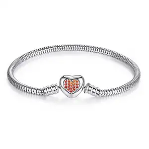 Atacado pulseiras bestfriends 7-Dylam pulseiras minimalista femininas, joias de prata esterlina 925, pedra vermelha, dia dos namorados, bracelete de coração