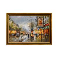 Peinture à l'huile de scène de rue parisienne impressionniste faite à la main, décoration d'hôtel, art mural suspendu, vente chaude