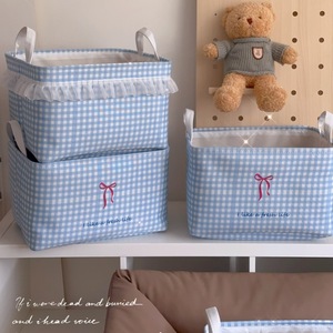 Boîte de rangement pour vêtements en tissu épais de style coréen à motifs en dentelle pour la maison, panier de rangement pour jouets pour filles - Product Image 1