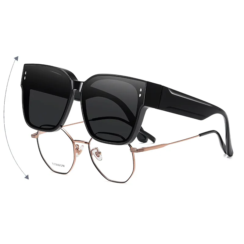 High Quality TR90 Polarized Fashion Fit On Sun Glasses For Myopia Driving Clip On Sunglasses