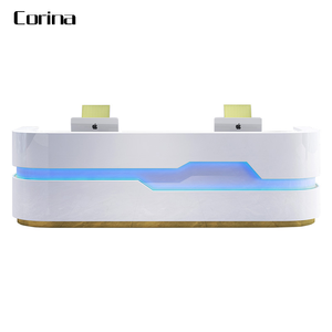 Comptoir de réception de luxe en pierre artificielle avec éclairage LED pour hôtel, salon de beauté, salon de coiffure - Product Image 5
