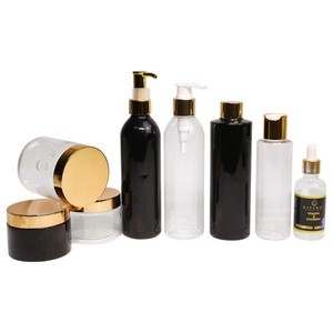 Bouteilles en plastique transparentes vides de 2 oz, 4 oz, 8 oz pour crème cosmétique, flacons pompe pour shampoing avec bouchons dorés - Product Image 2