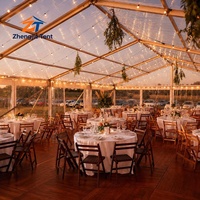 Tente de réception de luxe à cadre blanc transparent, imperméable et durable pour cérémonie de mariage, réception, exposition, fête en plein air