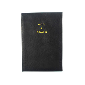 Custom Black PU Leather Cover Journal Planner A5 Notebook <strong>God</strong> and Goal Agenda for <strong>School</strong> Office Personalized Saddle Stitching - Product Image 1