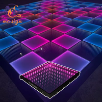 Plancher de danse LED 3D miroir abyssal RGB pour discothèque, bar, mariage, panneau et carrelage de sol magnétique, lumières de scène