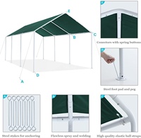 Maisto — tente canopée 10x20 pieds, cadre en acier robuste, Garage, stationnement de voiture, 4 couleurs