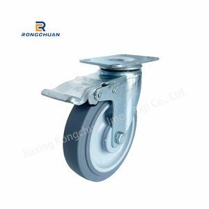 Mittelschwere Lenk rolle mit Doppel lager für wagen graue TPR-Rad rollen mittlerer Beans pru chung mit Bremse - Product Image 4