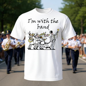 T-shirt I'm With The Band Marching Band unisex in cotone bianco girocollo a maniche corte per adulti - Product Image 3