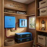 Onduleur BLUETTI 5000W 6KW à onde sinusoïdale pure 48V avec batterie LiFePO4 5.12kWh auto-chauffante -20°C ° C pour le camping d'hiver en camping-car hors réseau avec alimentation de secours