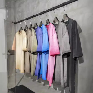 เสื้อยืดคอกลมวินเทจคุณภาพสูงสั่งทำพิเศษ สีไล่ระดับฟอกสีแบบฟรายด์ แขนสั้น - Product Image 2