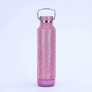 Stainless Steel Vacuum <b>Flask</b> Glitter Finish Pink Silicone Sleeve Travel Water <b>Bottle</b> 24H Insulation - Product Image 3