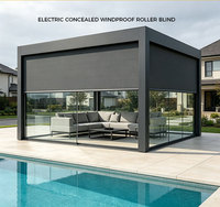 Nuevas Persianas Verticales de Tela Integradas para Pérgola WR110-63, Toldo Exterior con Cierre, Motorizado, Eléctrico, Inteligente, WiFi, Tuya, para Bodas