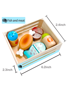 Ensemble de jouets en bois pour couper les fruits, légumes, viande et poisson, pour enfants, cuisine, jeu d'imitation, fruits et aliments pour tout-petits et enfants de 3 ans et plus - Product Image 4