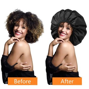 Bonnet en <span class=keywords><strong>satin</strong></span> personnalisé, bonnet en soie pour dormir, bonnet pour <span class=keywords><strong>cheveux</strong></span> pour femmes, bonnet de <span class=keywords><strong>nuit</strong></span>, écharpe enveloppante pour <span class=keywords><strong>cheveux</strong></span> bouclés avec bande à nouer, noir - Product Image 5