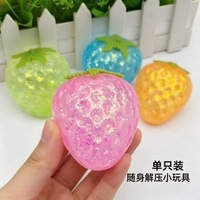 Jouet Squishy Fraise Luminescent à la Maltose avec Paillettes, à Remontée Lente, Mignon, Anti-Stress et de Décompression
