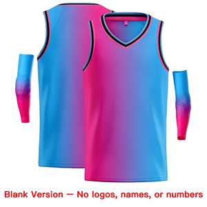 Camiseta de Baloncesto Personalizada con Degradado Rosa, Azul y Negro - Product Image 2