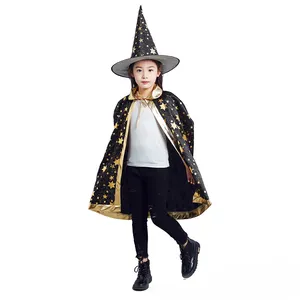 All'ingrosso costumi di Halloween Cosplay per bambini Costume da festa mantello da strega fantasia con cappello