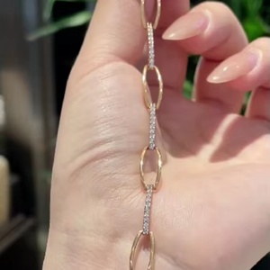 Wholesale 14K <b>Gold</b> Jewelry Pave Paperclip Bracelet Lab Grown Diamond Bracelets <b>Bangles</b> Fashion Jewelry - Product Image 1