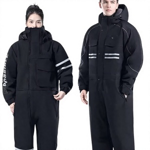 Unisex Neoprene Tracksuit Set Black Fabric Hoodie Jogger Techwear Thick Winter Oversized Half Zip Streetwear Custom OEM - Product Image 1