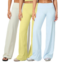 Pantalon de yoga ample pour femmes ECK5529-1, taille haute élastique douce, coupe évasée, long, anti-plis, respirant et à séchage rapide