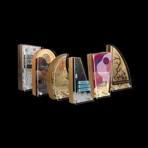 Trophée personnalisé de l'usine OEM ODM Support acrylique pour la peste Présentoir en blocs de bois véritable pour les événements sportifs académiques corporatifs caritatifs - Product Image 1