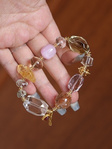 Natural Crystal Bead Bracelet Mixed Stone Bangle Handmade <b>Wire</b> Wrapped Jewelry Gift - Product Image 3