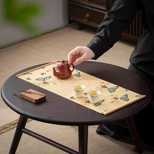 Bamboo Woven Tea <b>Mat</b> Printed Classic Design Heat Resisting Zen Table Runner For Tea Ceremony Accessories - Product Image 3