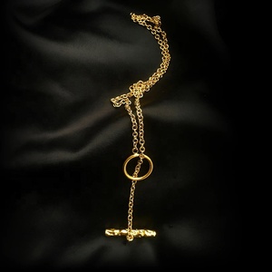 Gemnice Brass Jewelry Manufacturer Fashion Gold Plated Brass Jewelry <strong>Toggle</strong> Clasp Chunky Oval Link Chain bar <strong>Necklace</strong> - Product Image 3